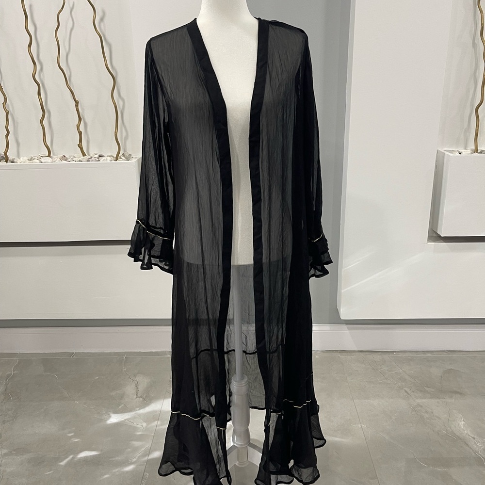VENUS Black and Gray Sheer Kimono